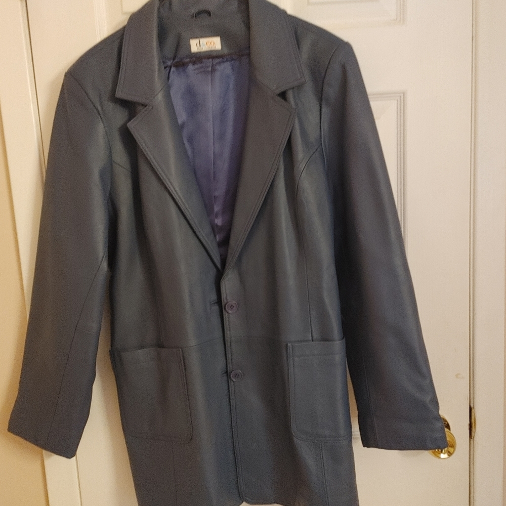 Blue Leather Jacket XL - Picture 3 of 3